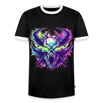 Wütender Skelettkopf im Pop-Art-Stil - Männer Kontrast-T-Shirt - Schwarz/Weiß - Vorne - AI Model Female 172 light (172cm) & AI Model Male 178 light (178cm)
