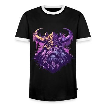 Viking head in colorful pop art - Men's Ringer Shirt - black/white - Front - AI Model Female 172 light (172cm) & AI Model Male 178 light (178cm)