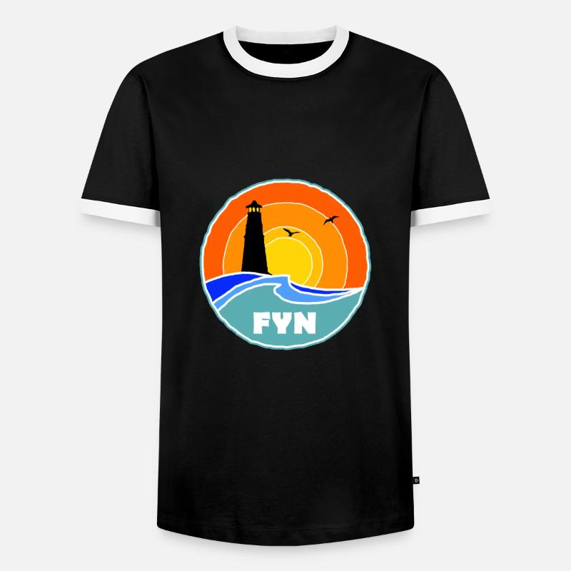 Fyn Leuchtturm Dänemark - Männer Kontrast-T-Shirt - Schwarz/Weiß