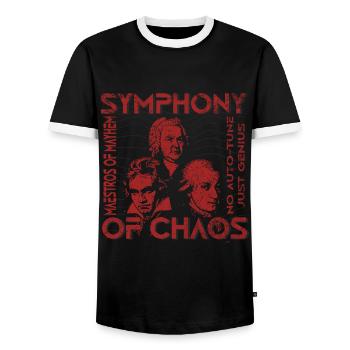 Symphonie du Chaos - T-Shirt des Rebelles de la Musique Classique - T-shirt contrasté Homme - noir/blanc - Devant - AI Model Female 172 light (172cm) & AI Model Male 178 light (178cm)