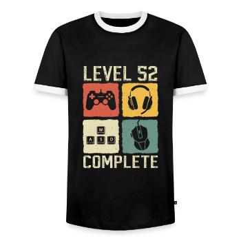 Niveau 52 Cadeau d’anniversaire complet pour le 52e anniversaire du joueur - T-shirt contrasté Homme - noir/blanc - Devant - AI Model Female 172 light (172cm) & AI Model Male 178 light (178cm)
