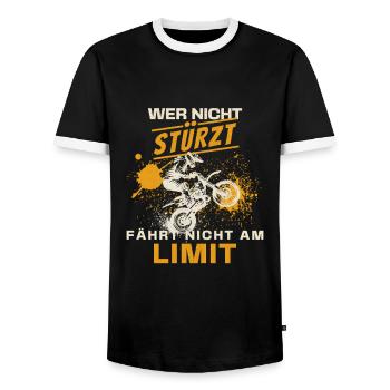 Racing at the limit Motocross If you don't crash, you ride - Men's Ringer Shirt - black/white - Front - AI Model Female 172 light (172cm) & AI Model Male 178 light (178cm)