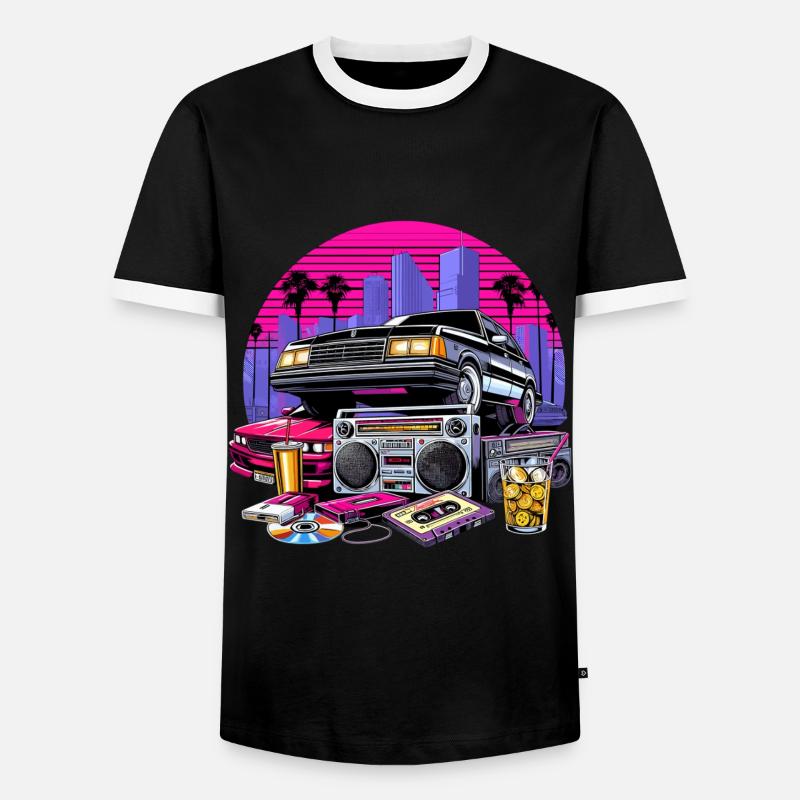 Kompaktkassette Ghettoblaster 90er Retro Geschenk - Männer Kontrast-T-Shirt - Schwarz/Weiß