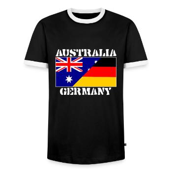 Australia Deutschland,Germany friendship,Flagge - Männer Kontrast-T-Shirt - Schwarz/Weiß - Vorne - AI Model Female 172 light (172cm) & AI Model Male 178 light (178cm)