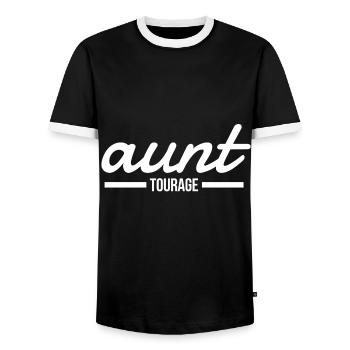 Aunt Tourage - Männer Kontrast-T-Shirt - Schwarz/Weiß - Vorne - AI Model Female 172 light (172cm) & AI Model Male 178 light (178cm)