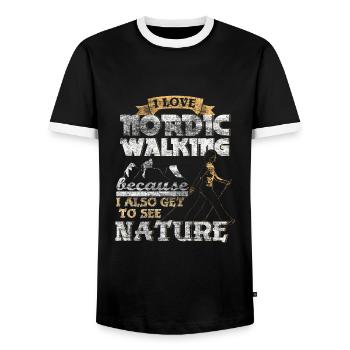 Idée Cadeau Nordic Walking - T-shirt contrasté Homme - noir/blanc - Devant - AI Model Female 172 light (172cm) & AI Model Male 178 light (178cm)
