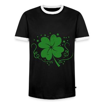 cloverleaf - Men's Ringer Shirt - black/white - Front - AI Model Female 172 light (172cm) & AI Model Male 178 light (178cm)
