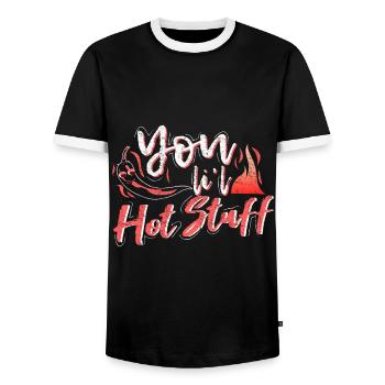 Spruch Chili Geschenk - Männer Kontrast-T-Shirt - Schwarz/Weiß - Vorne - AI Model Female 172 light (172cm) & AI Model Male 178 light (178cm)
