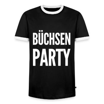 Büchsenparty Junggesellinnenabschied Lustig Spruch - Männer Kontrast-T-Shirt - Schwarz/Weiß - Vorne - AI Model Female 172 light (172cm) & AI Model Male 178 light (178cm)