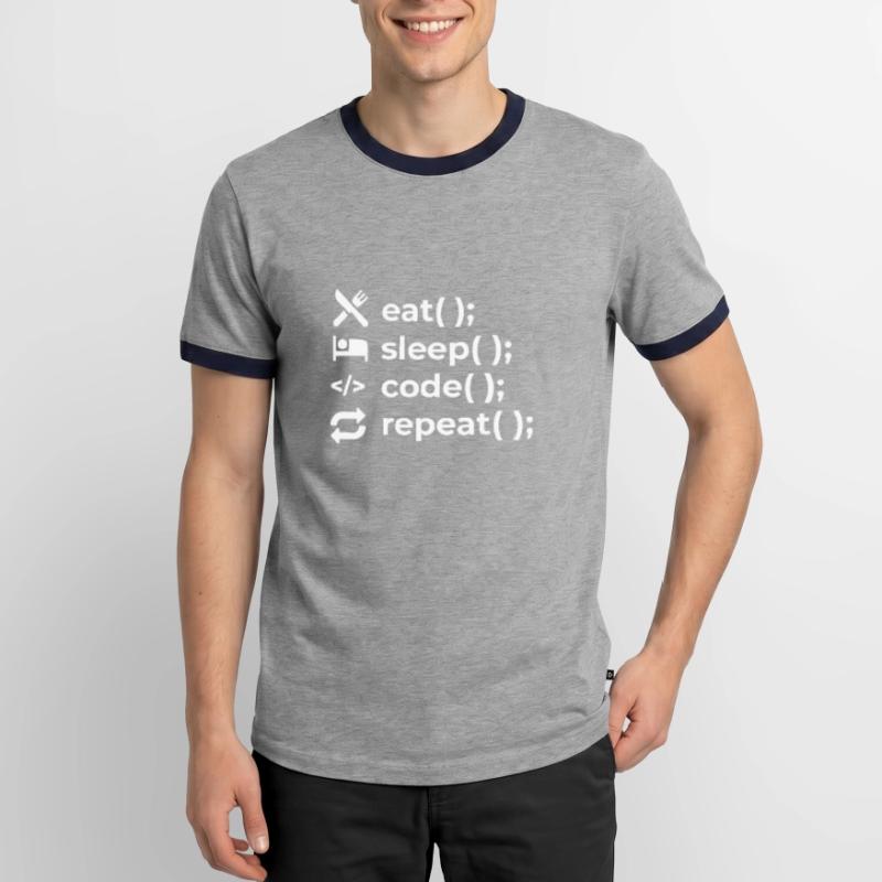 Eat Sleep Code Repeat - Coder Informaticien T-shirt contrasté Homme