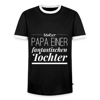 Stolzer Papa einer fantastischen Tochter Spruch - Männer Kontrast-T-Shirt - Schwarz/Weiß - Vorne - AI Model Female 172 light (172cm) & AI Model Male 178 light (178cm)