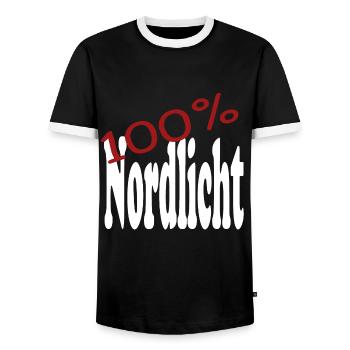 nordlicht w - Männer Kontrast-T-Shirt - Schwarz/Weiß - Vorne - AI Model Female 172 light (172cm) & AI Model Male 178 light (178cm)