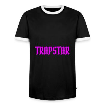 Trapstar Rap Hip Hop - Men's Ringer Shirt - black/white - Front - AI Model Female 172 light (172cm) & AI Model Male 178 light (178cm)
