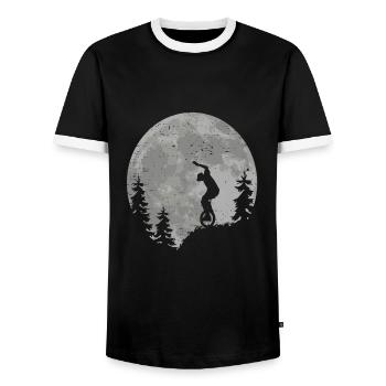 Monocycle cadeau lune monocycliste monocycle - T-shirt contrasté Homme - noir/blanc - Devant - AI Model Female 172 light (172cm) & AI Model Male 178 light (178cm)