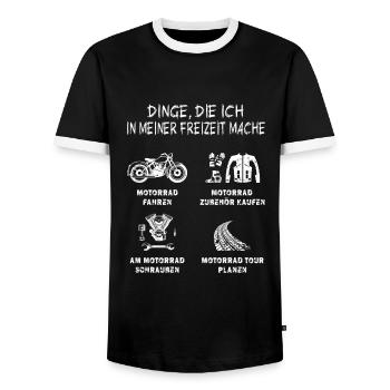 motorrad Dinge die ich in meiner freizeit mache - Männer Kontrast-T-Shirt - Schwarz/Weiß - Vorne - AI Model Female 172 light (172cm) & AI Model Male 178 light (178cm)