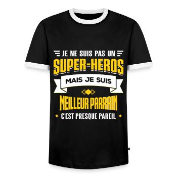 MEILLEUR PARRAIN - T-shirt contrasté Homme - noir/blanc - Devant - AI Model Female 172 light (172cm) & AI Model Male 178 light (178cm)