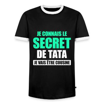 JE VAIS ETRE COUSINE - FUTUR COUSINE - T-shirt contrasté Homme - noir/blanc - Devant - AI Model Female 172 light (172cm) & AI Model Male 178 light (178cm)