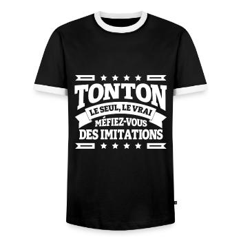 TONTON LE SEUL LE VRAI - T-shirt contrasté Homme - noir/blanc - Devant - AI Model Female 172 light (172cm) & AI Model Male 178 light (178cm)