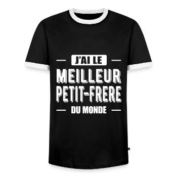 J-AI LE MEILLEUR PETIT-FRÈRE DU MONDE - T-shirt contrasté Homme - noir/blanc - Devant - AI Model Female 172 light (172cm) & AI Model Male 178 light (178cm)