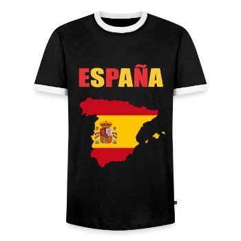 Spanien Design - Männer Kontrast-T-Shirt - Schwarz/Weiß - Vorne - AI Model Female 172 light (172cm) & AI Model Male 178 light (178cm)