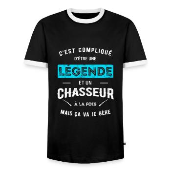 LÉGENDE ET CHASSEUR - T-shirt contrasté Homme - noir/blanc - Devant - AI Model Female 172 light (172cm) & AI Model Male 178 light (178cm)
