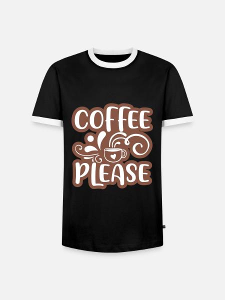 Kaffe venligst klistermærke Design 01 - Herre kontrast-T-shirt - sort/hvid