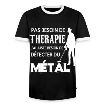 Détecteur de métal thérapie humour homme cadeau - T-shirt contrasté Homme - noir/blanc - Devant - AI Model Female 172 light (172cm) & AI Model Male 178 light (178cm)