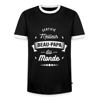 CERTIFIÉ MEILLEUR BEAU PAPA DU MONDE - T-shirt contrasté Homme - noir/blanc - Devant - AI Model Female 172 light (172cm) & AI Model Male 178 light (178cm)