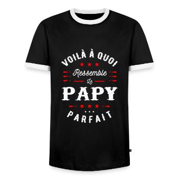 PAPY PARFAIT - T-shirt contrasté Homme - noir/blanc - Devant - AI Model Female 172 light (172cm) & AI Model Male 178 light (178cm)