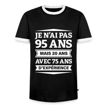 ANNIVERSAIRE 95 ANS AVEC 75 ANS D'EXPÉRIENCE - T-shirt contrasté Homme - noir/blanc - Devant - AI Model Female 172 light (172cm) & AI Model Male 178 light (178cm)