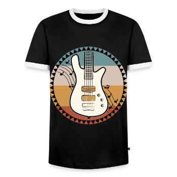Basse guitare guitare électrique musique - T-shirt contrasté Homme - noir/blanc - Devant - AI Model Female 172 light (172cm) & AI Model Male 178 light (178cm)