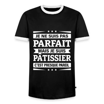 JE SUIS PÂTISSIER - T-shirt contrasté Homme - noir/blanc - Devant - AI Model Female 172 light (172cm) & AI Model Male 178 light (178cm)
