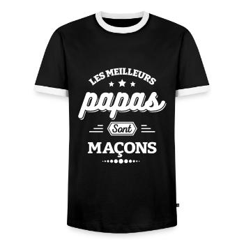 LES MEILLEURS PAPAS SONT MAÇONS - T-shirt contrasté Homme - noir/blanc - Devant - AI Model Female 172 light (172cm) & AI Model Male 178 light (178cm)