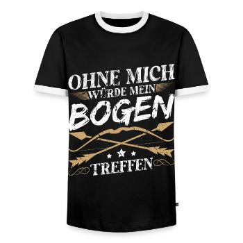Ohne Mich Würde Mein Bogen Treffen Bogenschießen - Männer Kontrast-T-Shirt - Schwarz/Weiß - Vorne - AI Model Female 172 light (172cm) & AI Model Male 178 light (178cm)