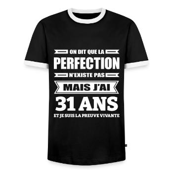 LA PERFECTION À 31 ANS - T-shirt contrasté Homme - noir/blanc - Devant - AI Model Female 172 light (172cm) & AI Model Male 178 light (178cm)