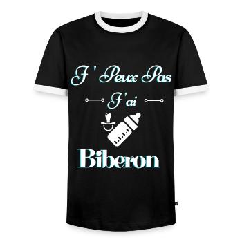 J peux pas j'ai biberon - T-shirt contrasté Homme - noir/blanc - Devant - AI Model Female 172 light (172cm) & AI Model Male 178 light (178cm)