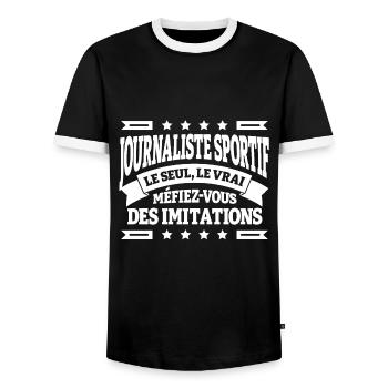 JOURNALISTE SPORTIF LE SEUL LE VRAI - T-shirt contrasté Homme - noir/blanc - Devant - AI Model Female 172 light (172cm) & AI Model Male 178 light (178cm)