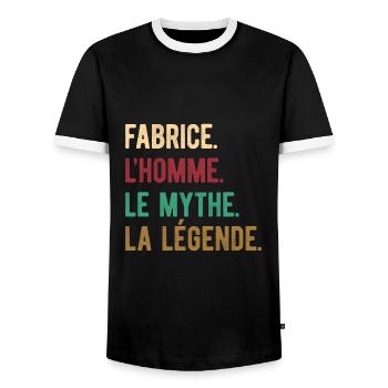 FABRICE L'HOMME LE MYTHE LA LÉGENDE - T-shirt contrasté Homme - noir/blanc - Devant - AI Model Female 172 light (172cm) & AI Model Male 178 light (178cm)