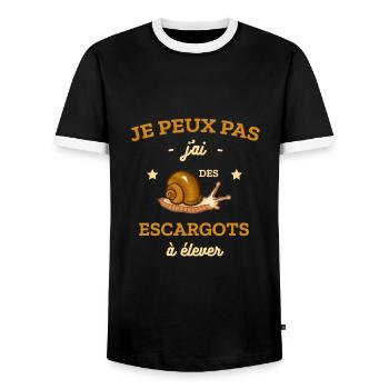JE PEUX PAS J'AI DES ESCARGOTS À ELEVER - T-shirt contrasté Homme - noir/blanc - Devant - AI Model Female 172 light (172cm) & AI Model Male 178 light (178cm)