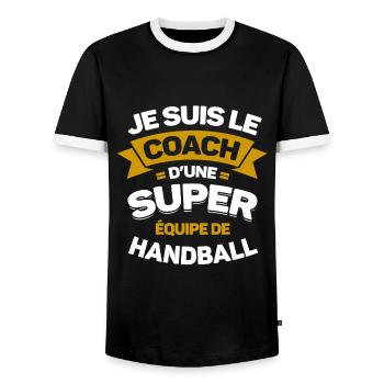COACH D'UNE SUPER ÉQUIPE DE HANDBALL - T-shirt contrasté Homme - noir/blanc - Devant - AI Model Female 172 light (172cm) & AI Model Male 178 light (178cm)