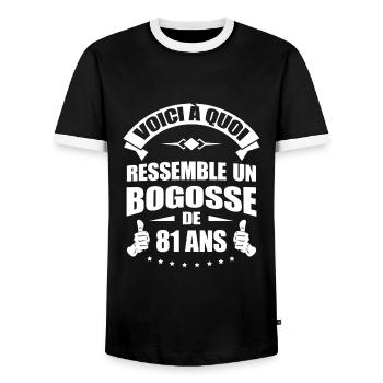 BOGOSSE DE 81 ANS - T-shirt contrasté Homme - noir/blanc - Devant - AI Model Female 172 light (172cm) & AI Model Male 178 light (178cm)