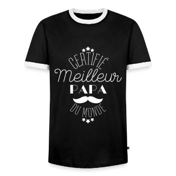 Certifié Meilleur papa du Monde cadeau papa - T-shirt contrasté Homme - noir/blanc - Devant - AI Model Female 172 light (172cm) & AI Model Male 178 light (178cm)