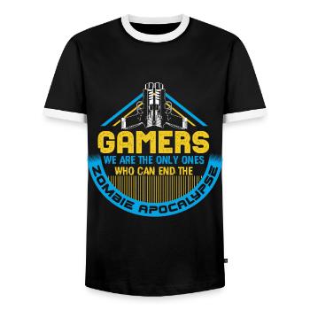 Zombie Apocalypse Zombies Spell - T-shirt contrasté Homme - noir/blanc - Devant - AI Model Female 172 light (172cm) & AI Model Male 178 light (178cm)