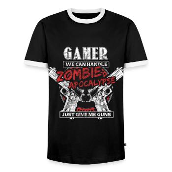 Zombie Apokalypse Gamer Monster - Männer Kontrast-T-Shirt - Schwarz/Weiß - Vorne - AI Model Female 172 light (172cm) & AI Model Male 178 light (178cm)