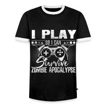Zombie Apokalypse Untote Halloween - Männer Kontrast-T-Shirt - Schwarz/Weiß - Vorne - AI Model Female 172 light (172cm) & AI Model Male 178 light (178cm)