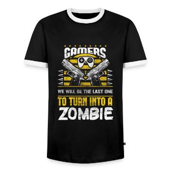 Zombie Apocalypse Weapons Monster - Men's Ringer Shirt - black/white - Front - AI Model Female 172 light (172cm) & AI Model Male 178 light (178cm)