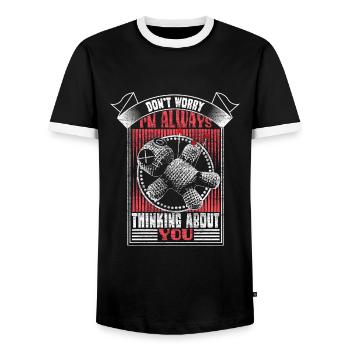Voodoo Halloween Curse Cadeau - T-shirt contrasté Homme - noir/blanc - Devant - AI Model Female 172 light (172cm) & AI Model Male 178 light (178cm)