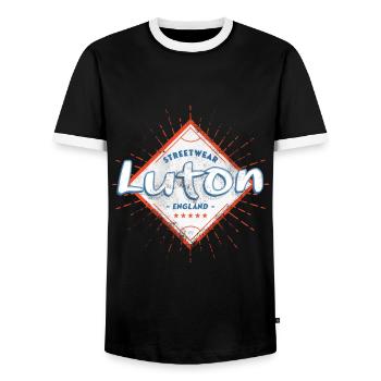 Luton Angleterre UK City Skyline Accueil Amour - T-shirt contrasté Homme - noir/blanc - Devant - AI Model Female 172 light (172cm) & AI Model Male 178 light (178cm)