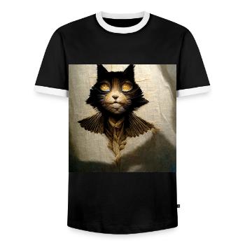Katze - Engel - Transformation - Männer Kontrast-T-Shirt - Schwarz/Weiß - Vorne - AI Model Female 172 light (172cm) & AI Model Male 178 light (178cm)
