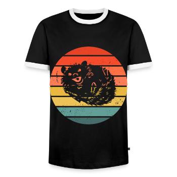 Hedgie Retro Sunset Hedgehog - Männer Kontrast-T-Shirt - Schwarz/Weiß - Vorne - AI Model Female 172 light (172cm) & AI Model Male 178 light (178cm)
